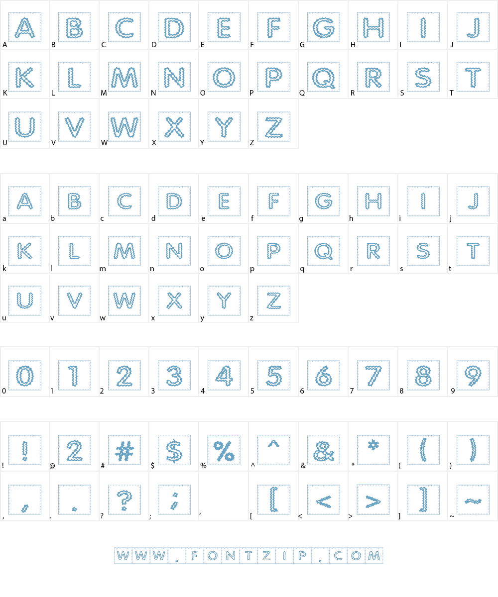 Quilted Indian Font Character